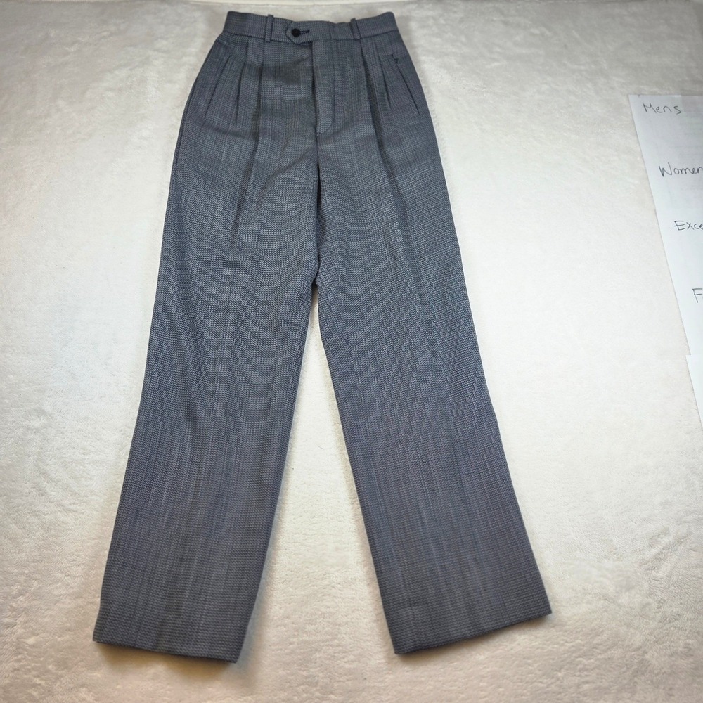 Barry Bricken Womens Size 4 Pleated High Waist Straight Leg Trousers Blue Grey